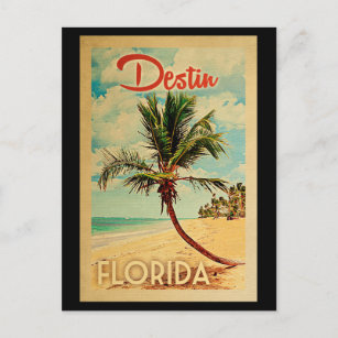 Postal Destin Florida Palm Tree Beach Vintage Travel