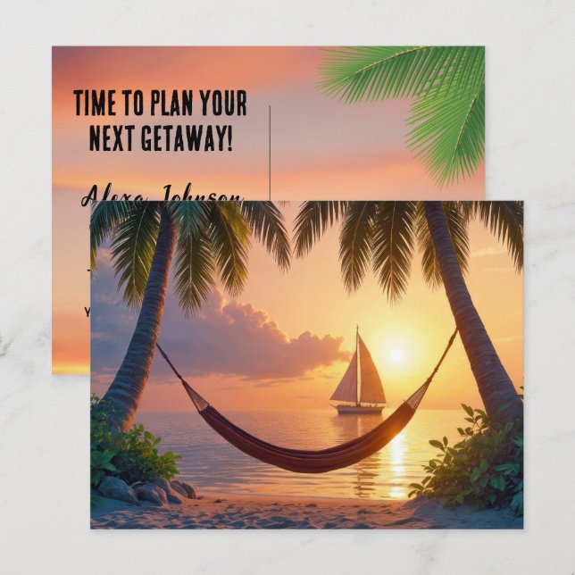 Postal Destino de Isla Tropical (Anverso / Reverso)