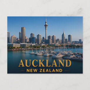 Postal Destino de viaje costero Auckland Nueva Zelanda