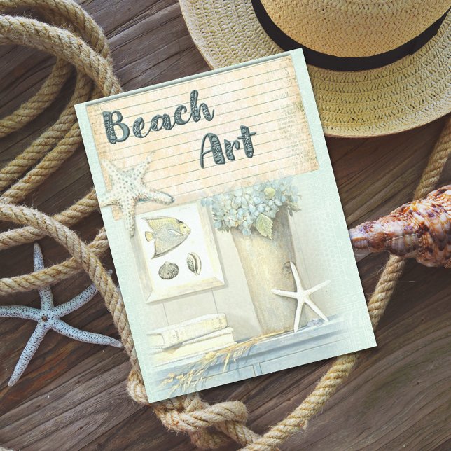 Postal Destino del arte de la playa de Retro (Subido por el creador)