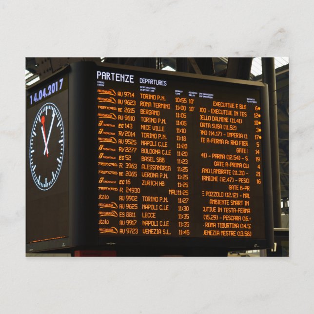 Postal Destinos de trenes italianos - Milano Centrale (Anverso)