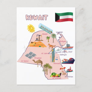Postal destinos del mapa de Kuwait Monumentos turísticos 
