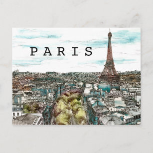 Postal Destinos   Vista de la Vieja Torre Eiffel en París