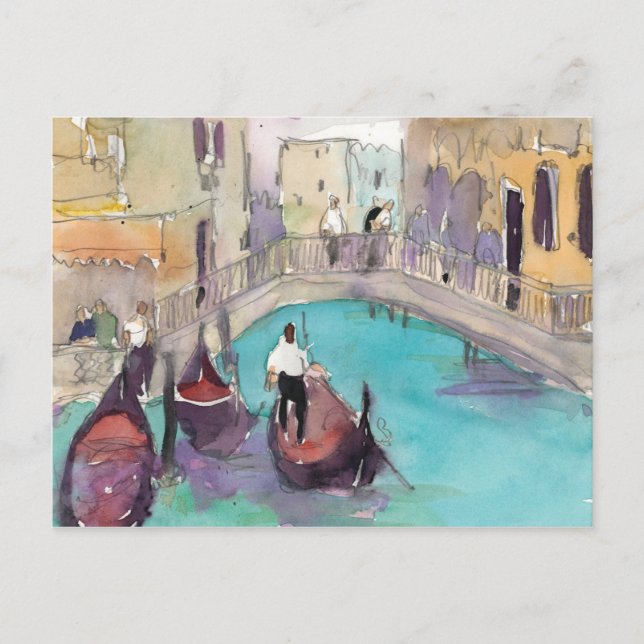 Postal Destinos | Watercolor Venice Gondola Ride (Anverso)