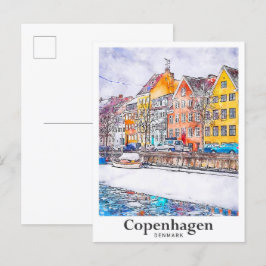Postal Destitución de la mano de la acuarela de Copenhagu