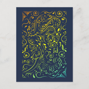 Postal desvanecimiento de verano ornamental de elefantes