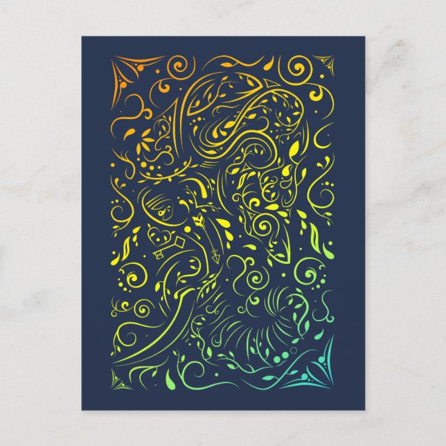Postal desvanecimiento de verano ornamental de elefantes (Anverso)