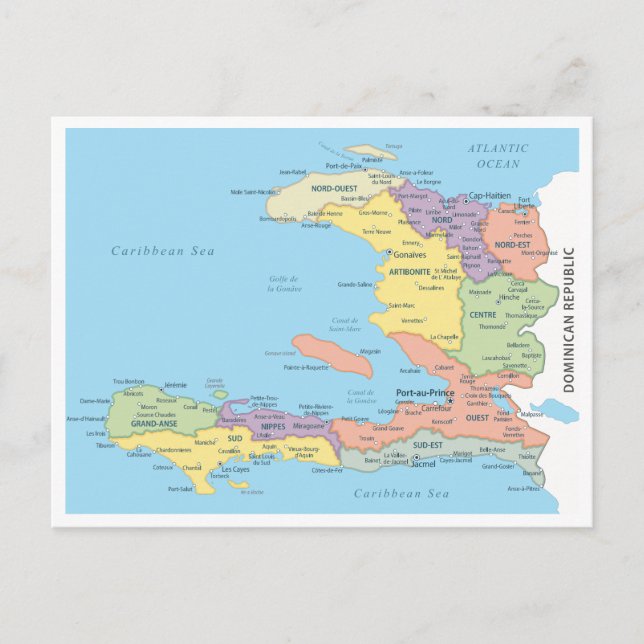 Postal Detailed map of Haiti Regions (Anverso)