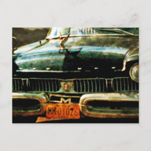 Postal Detalle antiguo coche en Cuba