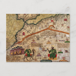 Postal Detalle de copia de un mapa catalán de Europa