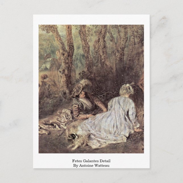 Postal Detalle De Fetes Galantes Por Antoine Watteau (Anverso)
