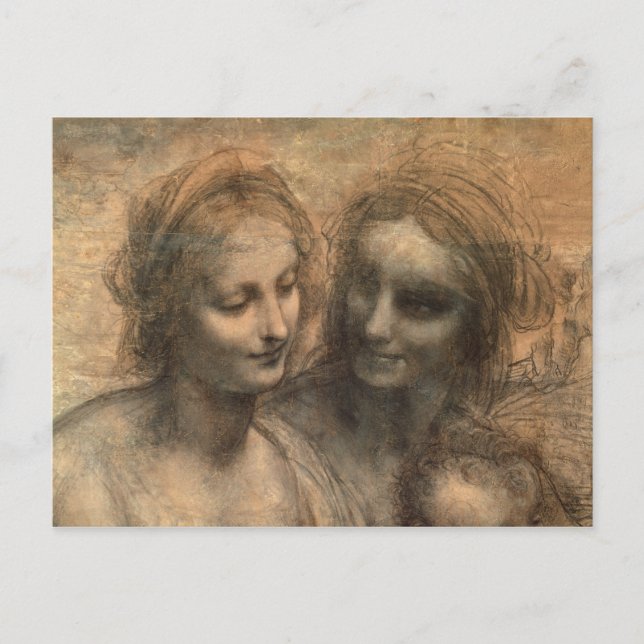 Postal Detalle de las cabezas de la Virgen y Santa Ana (Anverso)