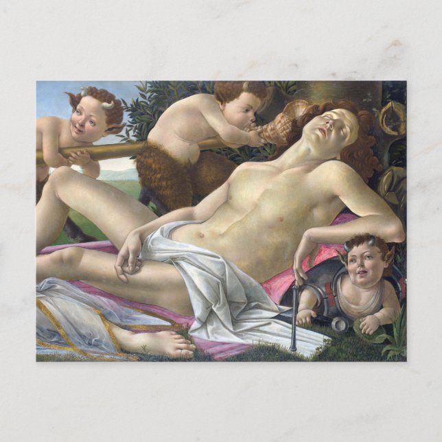 Postal Detalle de Marte, Venus y Marte por Botticelli (Anverso)