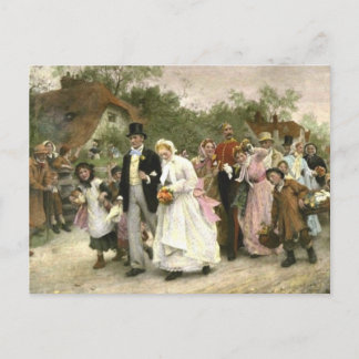 Postal Detalle de un Boda de aldea por Luke Fildes