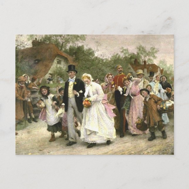 Postal Detalle de un Boda de aldea por Luke Fildes (Anverso)
