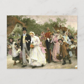 Postal Detalle de un Boda de aldea por Luke Fildes