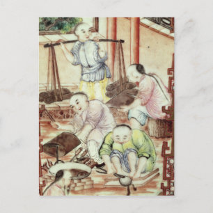 Postal Detalle de un jarrón que representa artesanos