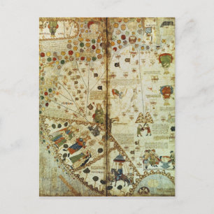 Postal Detalle de un mapa del mundo catalán
