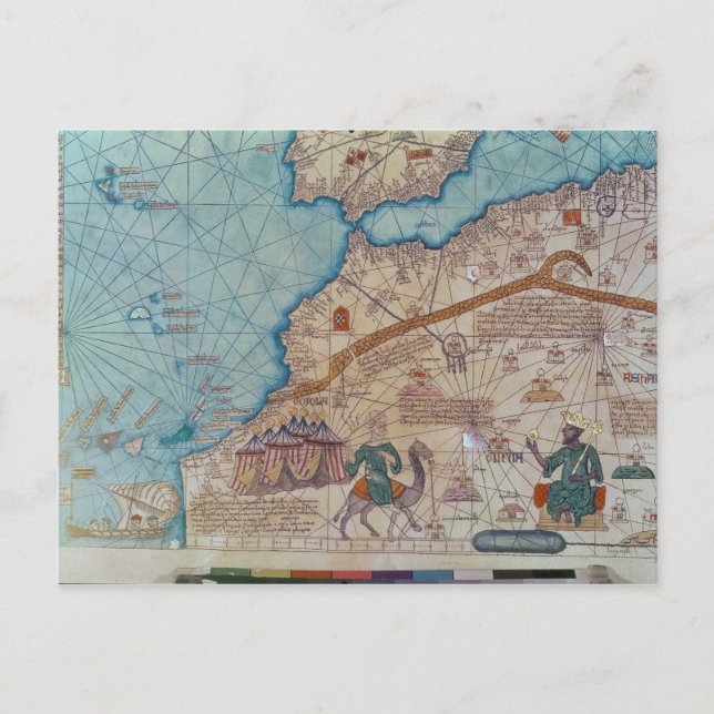 Postal Detalle del atlas catalán, 1375 (Anverso)