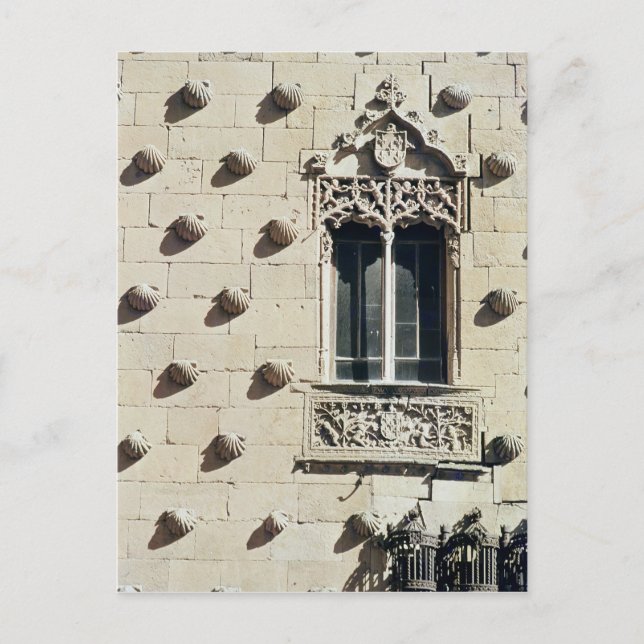 Postal Detalle del exterior de la Casa de las Conchas (Anverso)