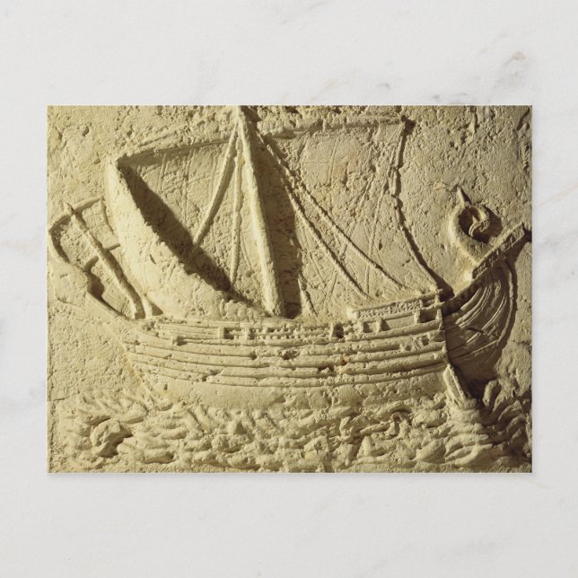 Postal Detalle del relieve de un barco, de un sarcófago (Anverso)