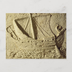 Postal Detalle del relieve de un barco, de un sarcófago