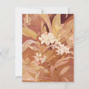 Postal Detalle floral Art Nouveau de Alphonse Mucha