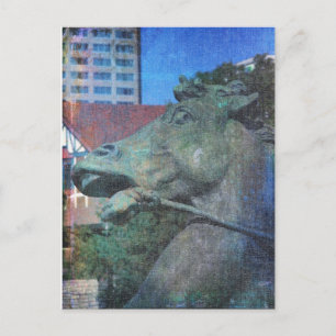 Postal Detalles de la fuente del caballo de Plaza