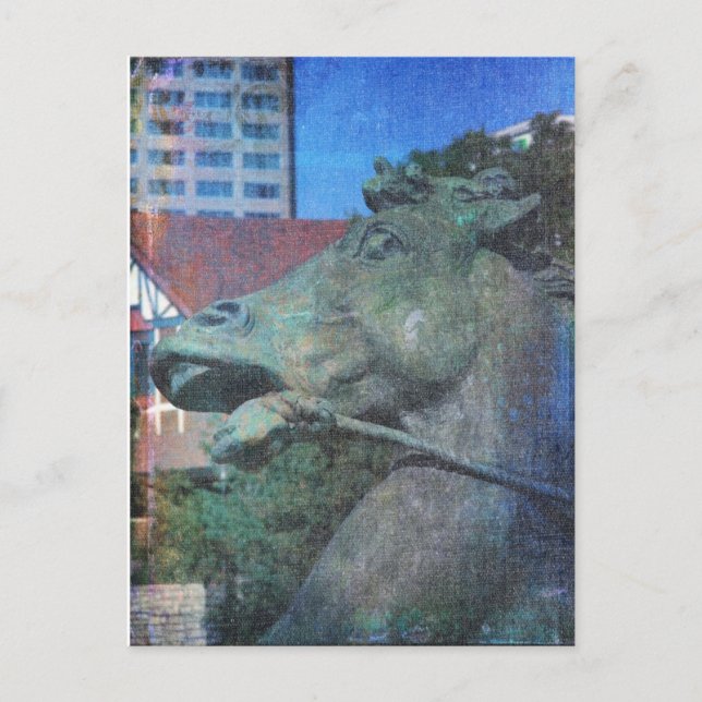 Postal Detalles de la fuente del caballo de Plaza (Anverso)