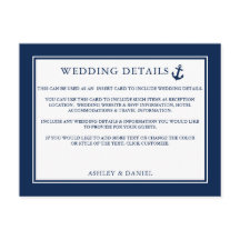 Detalles del Boda azul de anclaje náutico Insertar