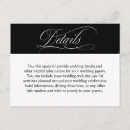 Postal Detalles del Boda del guión de caligrafía elegante