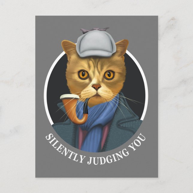Postal Detective Cat - Juzgando Silenciosamente (Anverso)