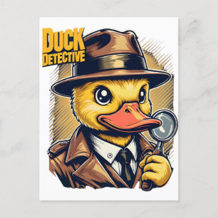 Postal Detective del pato retro en vagón de carteles con