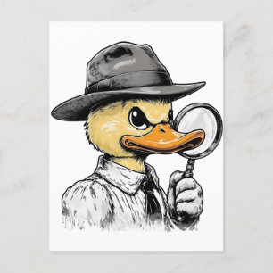 Postal Detective del pato retro en vagón de carteles con 