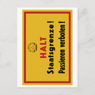 Postal ¡Detener a Staatsgrenze! Muro de Berlín, Rótulo de