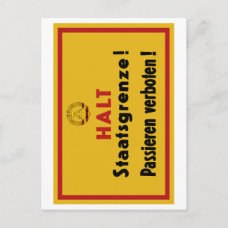 Postal ¡Detener a Staatsgrenze! Muro de Berlín, Rótulo de