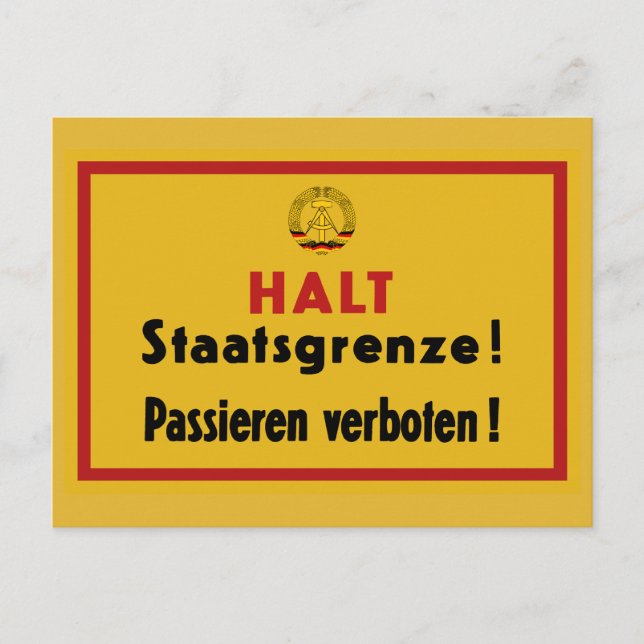 Postal ¡Detener a Staatsgrenze! Muro de Berlín, Rótulo de (Anverso)