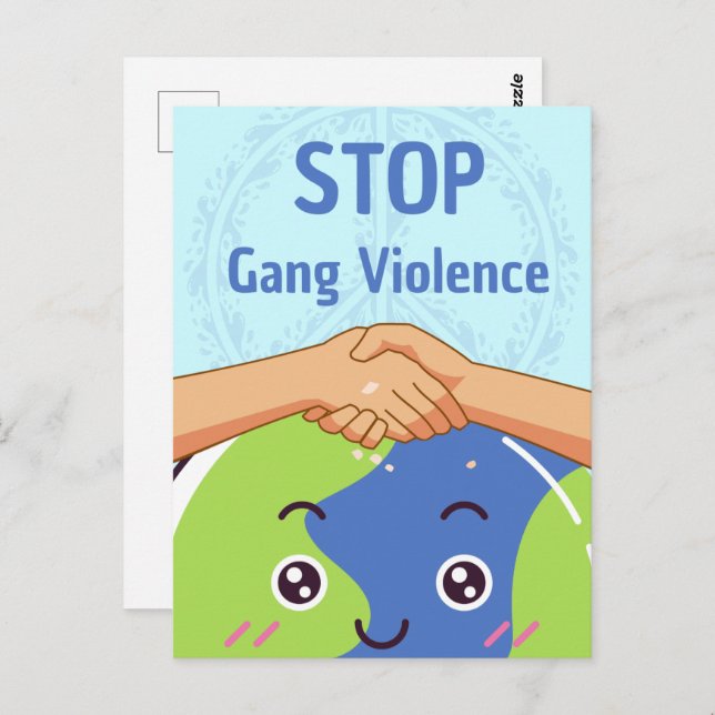 Postal Detengan el apretón de manos de la violencia grupa (Anverso / Reverso)