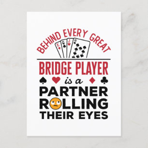 Postal Detrás de cada gran jugador de bridge Divertido di