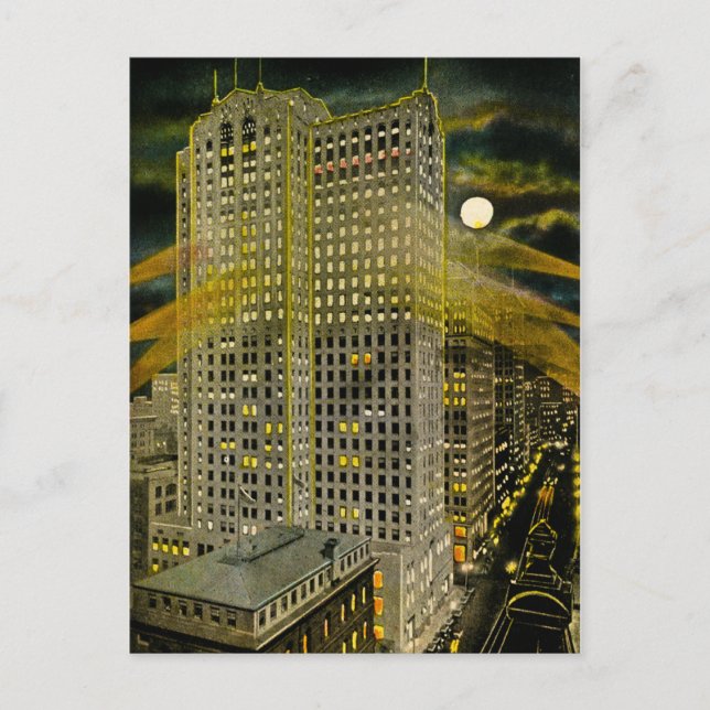 Postal Detroit de la calle Griswold, antigua cosecha de D (Anverso)