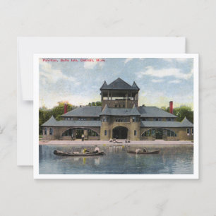 Postal Detroit, Isla Belle, Pavilion, vista de los años 1