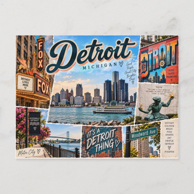 Postal Detroit Míchigan (Anverso)