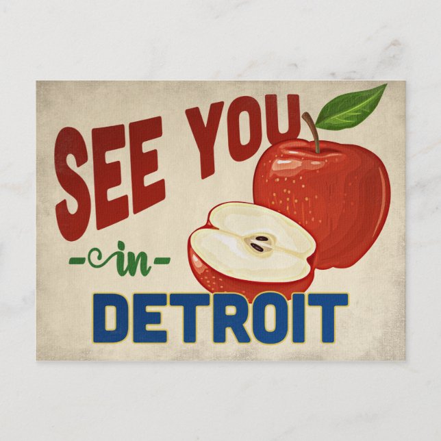 Postal Detroit Michigan Apple - Viajes de época (Anverso)