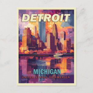 Postal Detroit, Michigan Viaje de cosecha