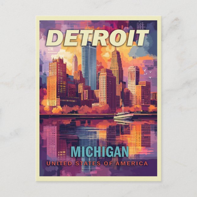 Postal Detroit, Michigan | Viaje de cosecha (Anverso)