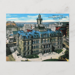 Postal Detroit, Michigan, vista de ojos de pájaro, cosech