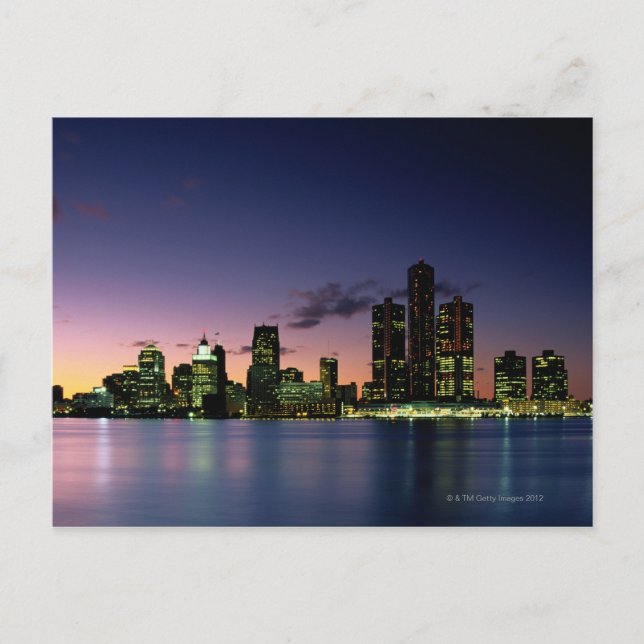 Postal Detroit Skyline en Dusk 2 (Anverso)