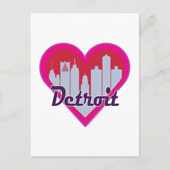 Postal Detroit Skyline Heart (Anverso)