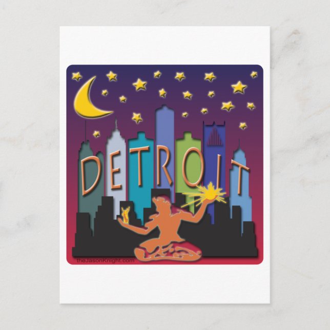 Postal Detroit Skyline Mega Color (Anverso)