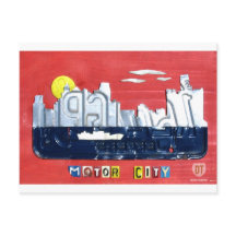 Detroit The Motor City Skyline License Plage Art